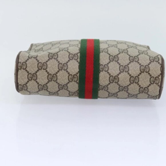 GUCCI GG Supreme Web Sherry Line Clutch Bag PVC Beige Red 89 01 012 Auth bs18432 - Picture 15 of 16